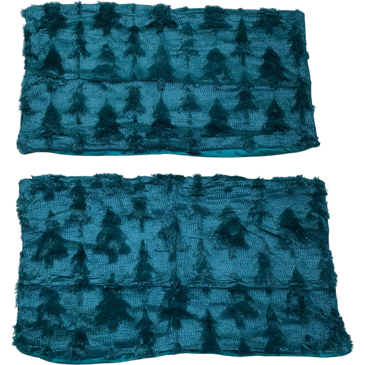 Green Christmas Tree Textured Fabric Pillowcases Set of 2 27cmx48cm