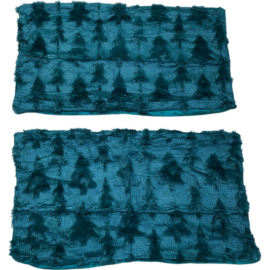 Green Christmas Tree Textured Fabric Pillowcases Set of 2 27cmx48cm