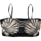 River Island Poolside Crop Top Black Beige Shell Design Size L