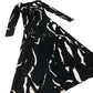Long Sleeve Maxi Dress Women's Black Abstract Print XS