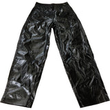Branded High Shine Black Trousers Women's Faux Leather UK8