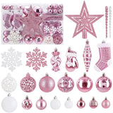 Soledi Christmas Décor Ornaments Set Pink White 128 Decorations