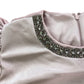 River Island Velvet Pink Dress UK16 Women's Short Sleeve Beaded Neckline