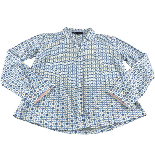Crew Clothing Company Women's Size 12 Blue Floral Print Button Up Shirt