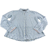 Crew Clothing Company Women's Size 12 Blue Floral Print Button Up Shirt