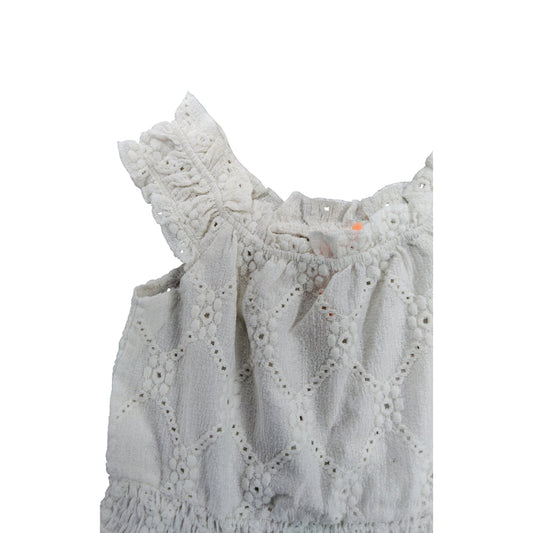 River Island Baby Girls White Romper 3-4 Years Cotton Eyelet Lace Detail