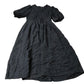 Black Midi Dress Size 12 Women's Puff Sleeve Pleated V Neck