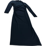Branded Black Asymmetric Neck Midi Dress - Size 6