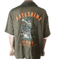RIVER ISLAND Casual Shirt Olive Green Short Sleeve Tiger Print Graphic Large