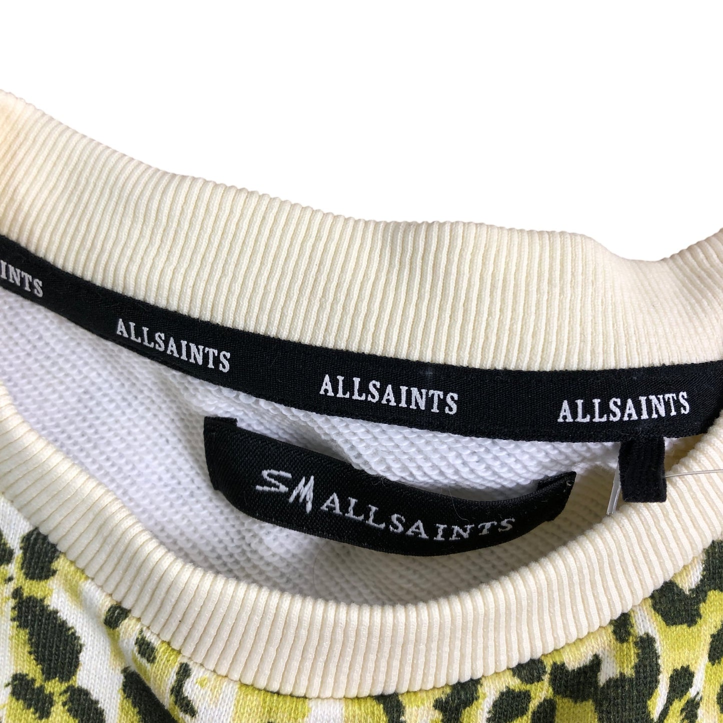Allsaints Leopard Print Sweatshirt 9-10 Years Unisex Sweat Top Bright Green