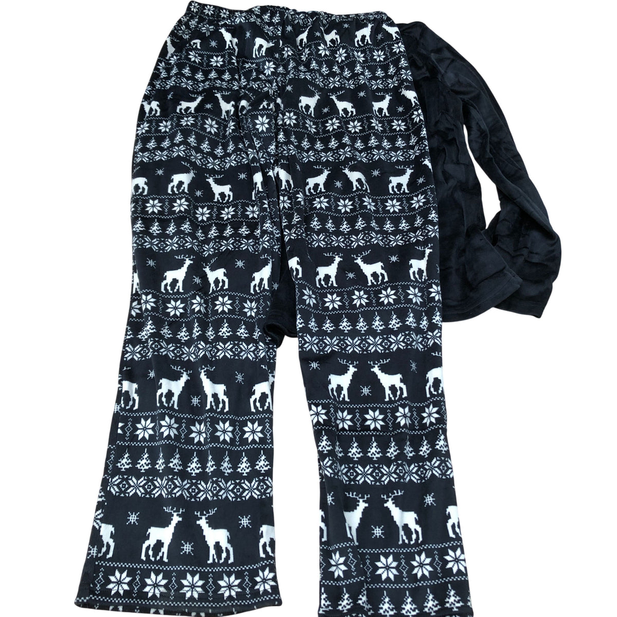 Fun Black Long Sleeve Pyjama Top And Pants Set Christmas Style