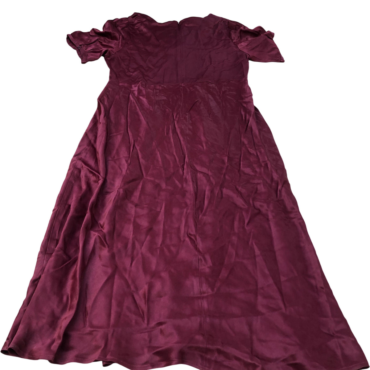 Baukjen Midi Dress Viscose Burgundy Size 16 Women's Short Sleeve Elegant
