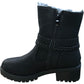 Brave Soul Black Boots Faux Fur Lining and Buckle Detail Women's Size 6