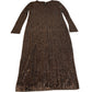 Long Sleeve Midi Dress UK10 Women's Brown Metallic Ribbed Stretch