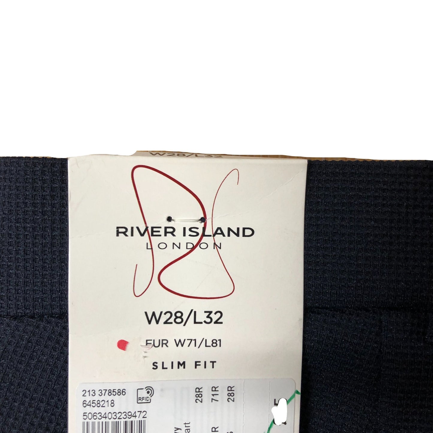 River Island W28 L32 Slim Fit Trousers Men Navy Formal Pants