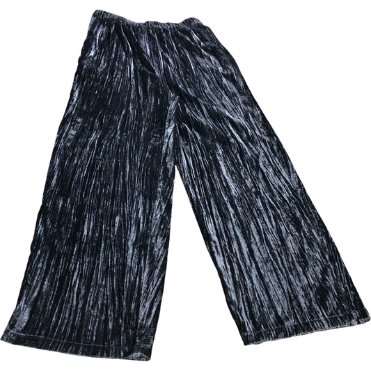 River Island Pleated Trousers UK12 Women's Grey Velvet Wide Leg Comfort