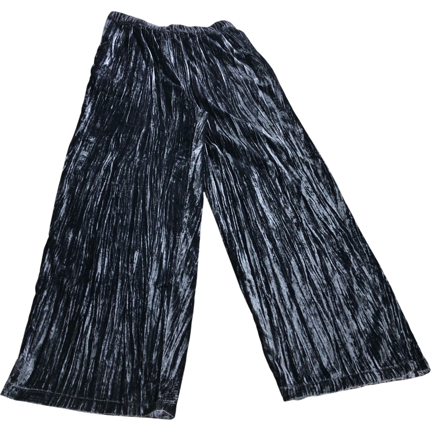 River Island Pleated Trousers Women's Grey Velvet Wide Leg Comfort Size 10