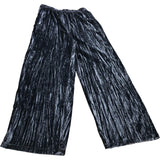 River Island Pleated Trousers UK12 Women's Grey Velvet Wide Leg Comfort