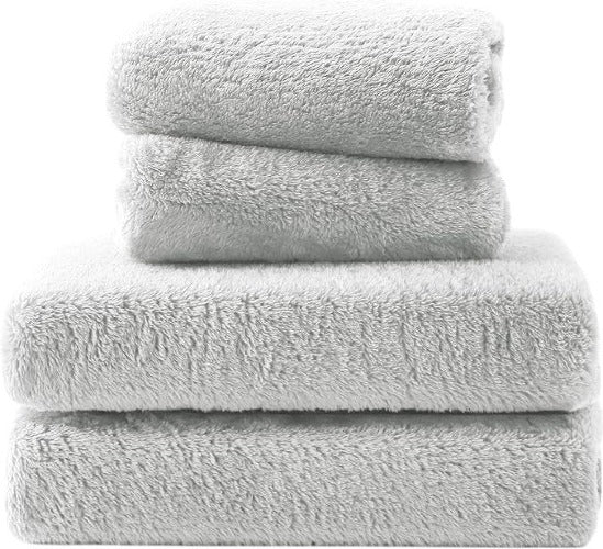Fullove Fleece Fitted Sheet Set Queen 15 Inch Deep Pocket 100% Polyester Grey