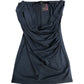 River Island Summer Dress UK10 Women's Cowl Neck Navy Blue Ruched Casual