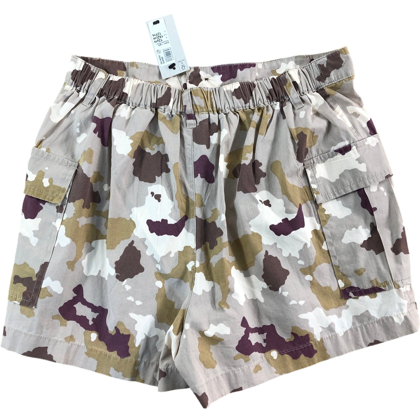 RIVER ISLAND Cargo Shorts UK12 Girls Light Green Camo Print Summer Style