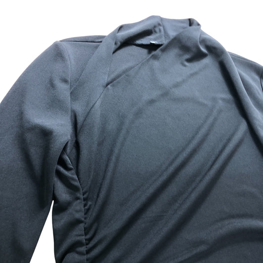 Branded Black Asymmetric Neck Midi Dress - Size 6