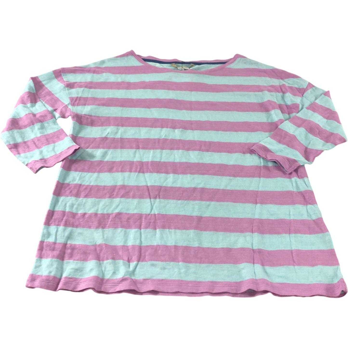Boden Pink/Blue Striped 3/4 Length Sleeve Top - Size 12