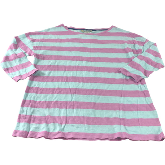 Boden Pink/Blue Striped 3/4 Length Sleeve Top - Size 12