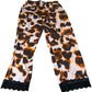 Women's Nightwear Orange Brown Animal Print Jogger Pants UK12