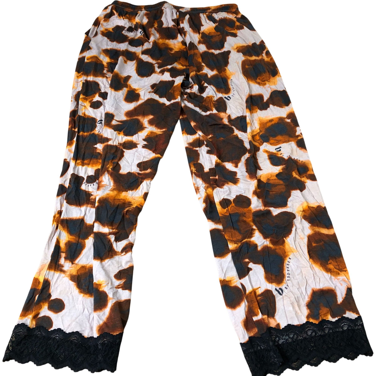 Women's Nightwear Orange Brown Animal Print Jogger Pants UK12