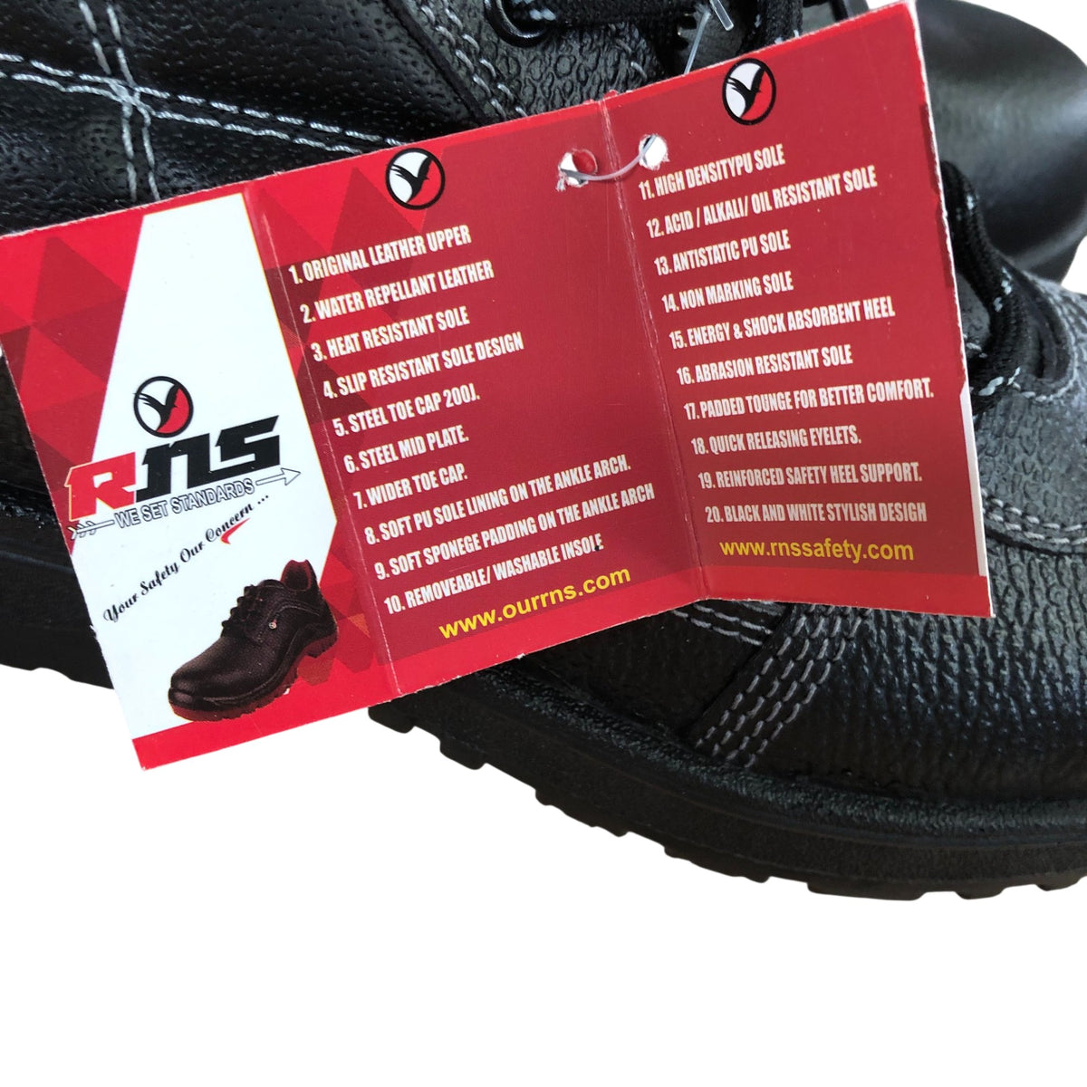 RNS Safety Boots Eurotek Work Footwear Steel Toe Black Size UK 8