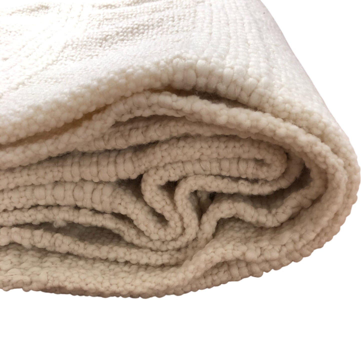 Luxurious Merino Wool Blanket Cream Soft Fringe Decorative Throw W140cm x L200cm