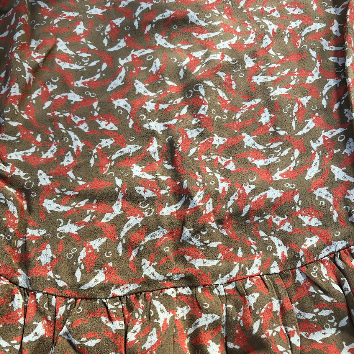 Long Sleeve Dress UK10 Women's Viscose Brown Floral Print