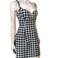 River Island Uk12 Women's Black White Houndstooth Mini Dress Power Ho