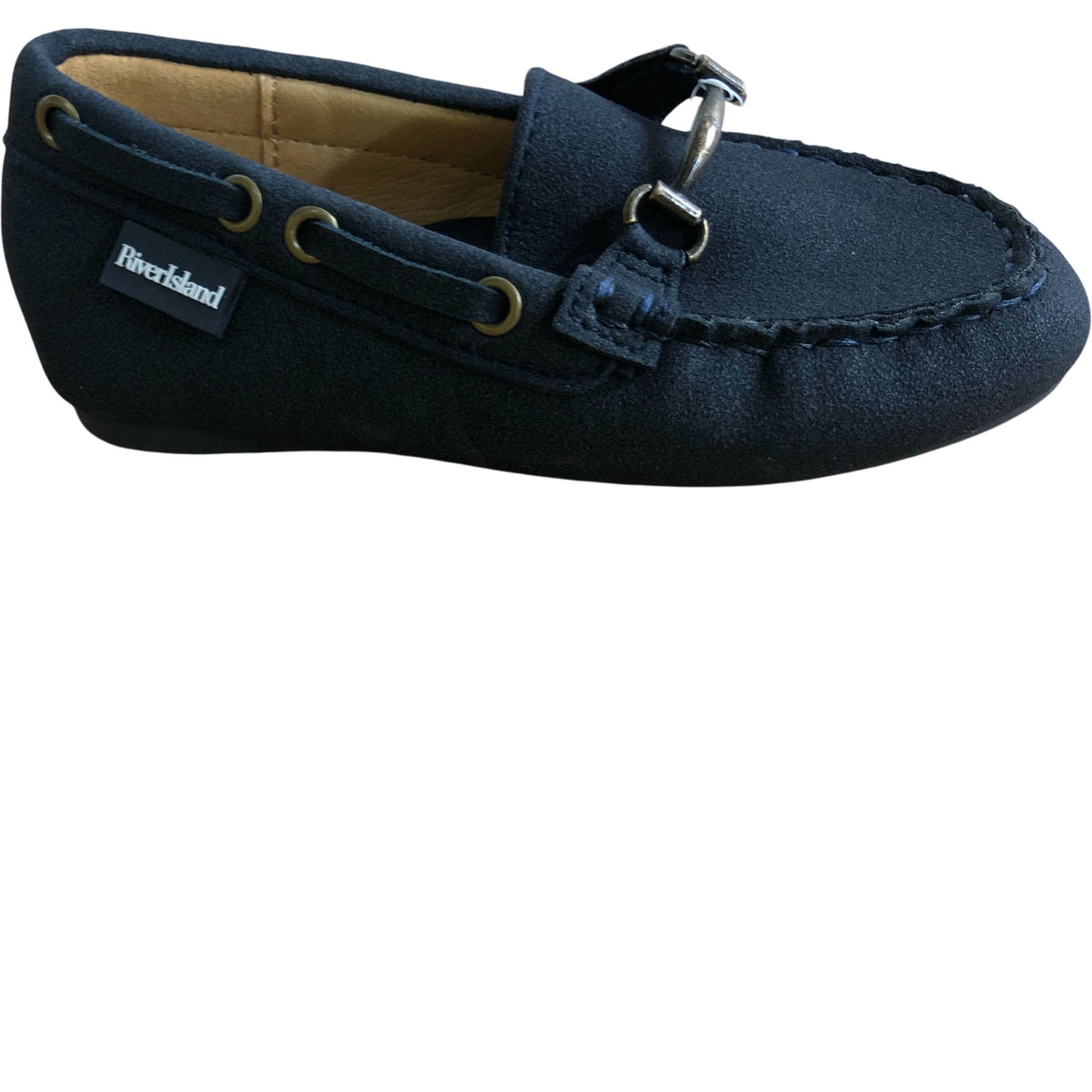 River Island Boys Moccasins UK7 Navy Suede