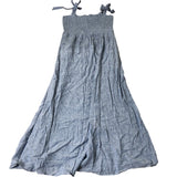 Blue Smocked Maxi Dress Sleeveless Summer Size 12