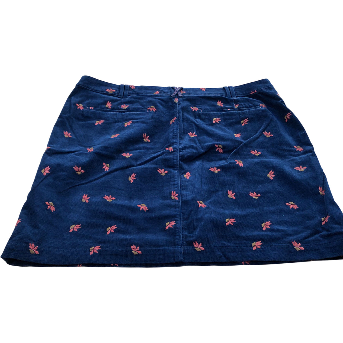 Floral Embroidered Cord Skirt UK Size 22 Women's Navy Blue Cotton Blend