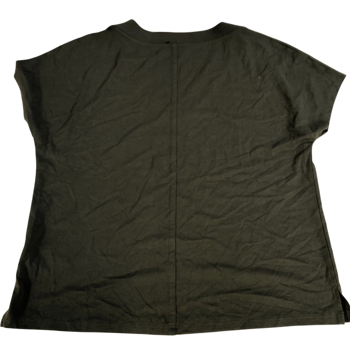 River Island V Neck T Shirt UK Size 12 Women's Olive Green Viscose Blend Top