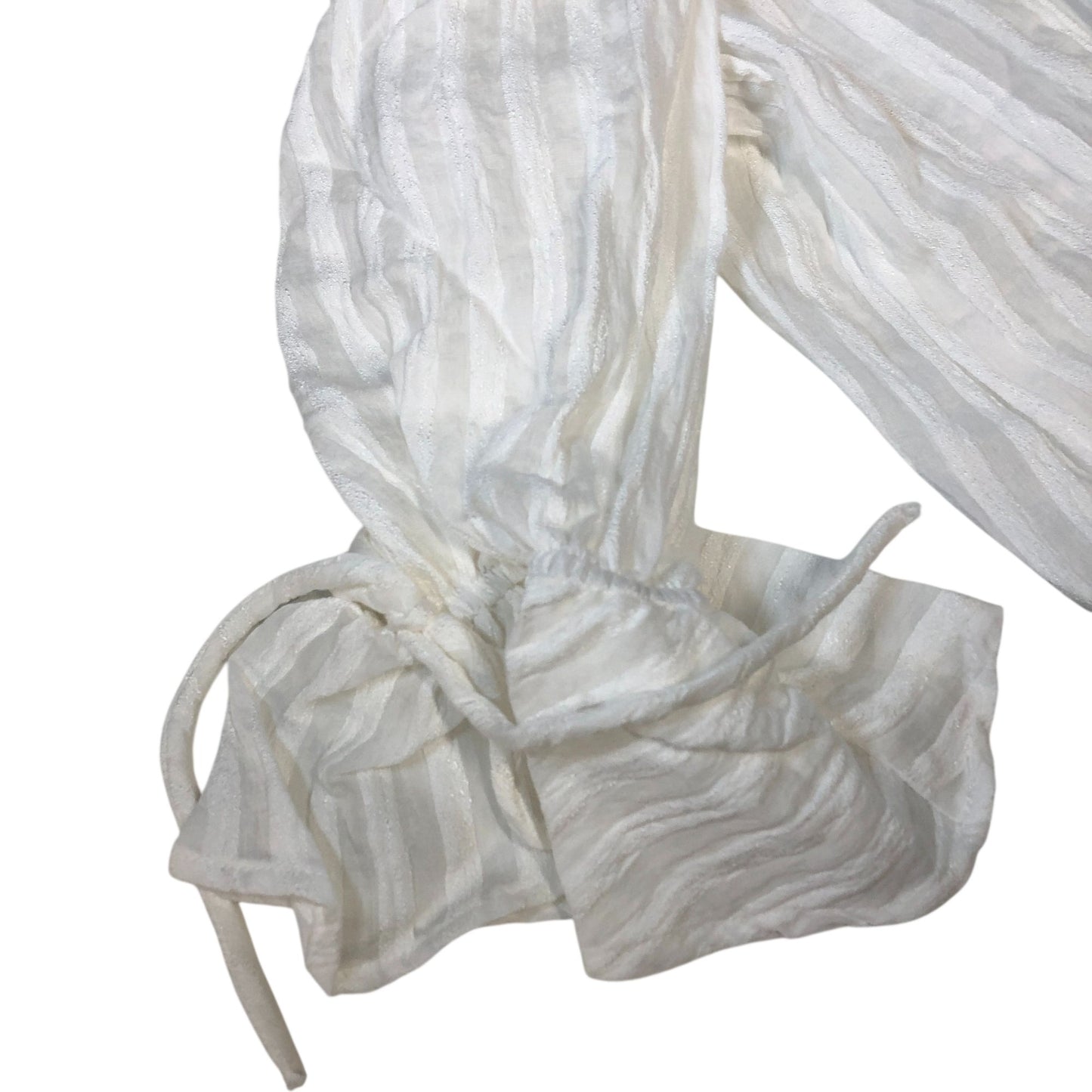 Ivory Striped Bardot Off Shoulder Women's Lightweight Cotton Blend UK18