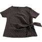 River Island Brown Short Sleeve Top UK7-8 Years Girls Textured Tie Waist