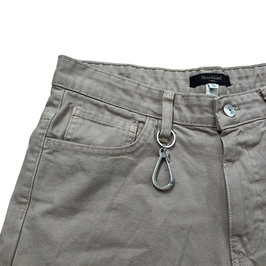 River Island Men's Loose Fit Cargo Shorts W30 Beige Cotton Lightweight