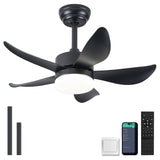 RheaFan 30 Inch Smart LED Ceiling Fan With Lights Remote Control Black Indoor