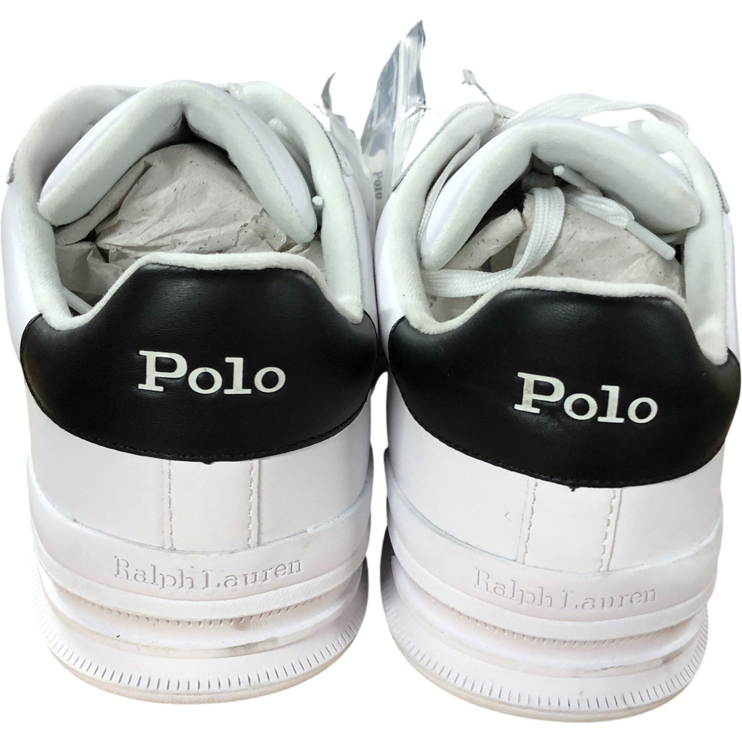 Polo Ralph Lauren Trainers UK12 Men’s Casual White Leather Upper Black Accents