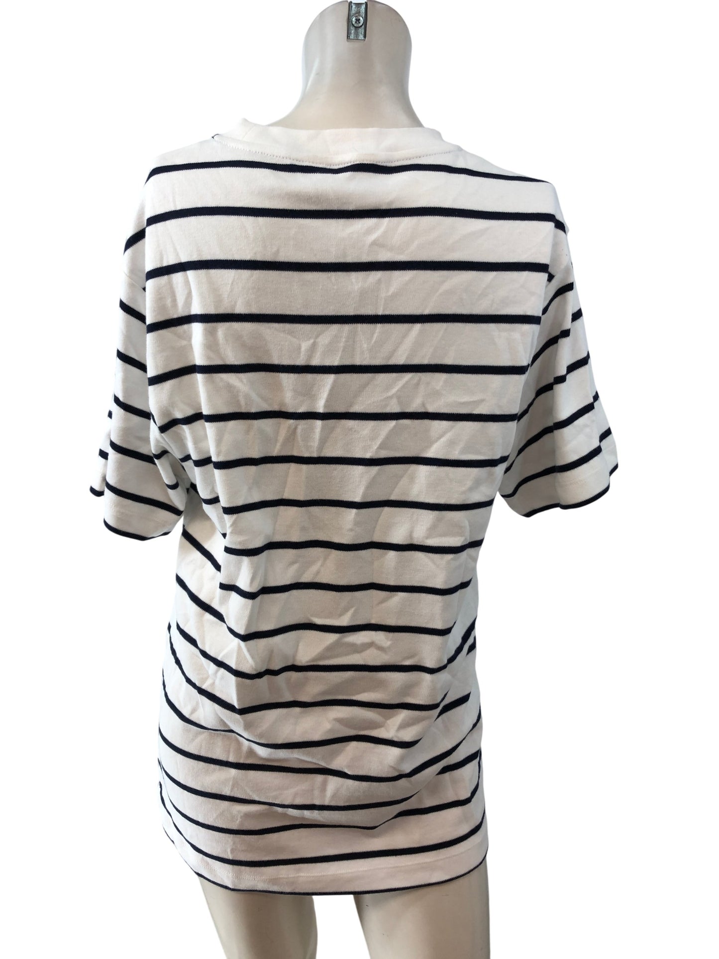 River Island Studios Relaxed Fit Stripe T-Shirt Women's XS White Casual Top