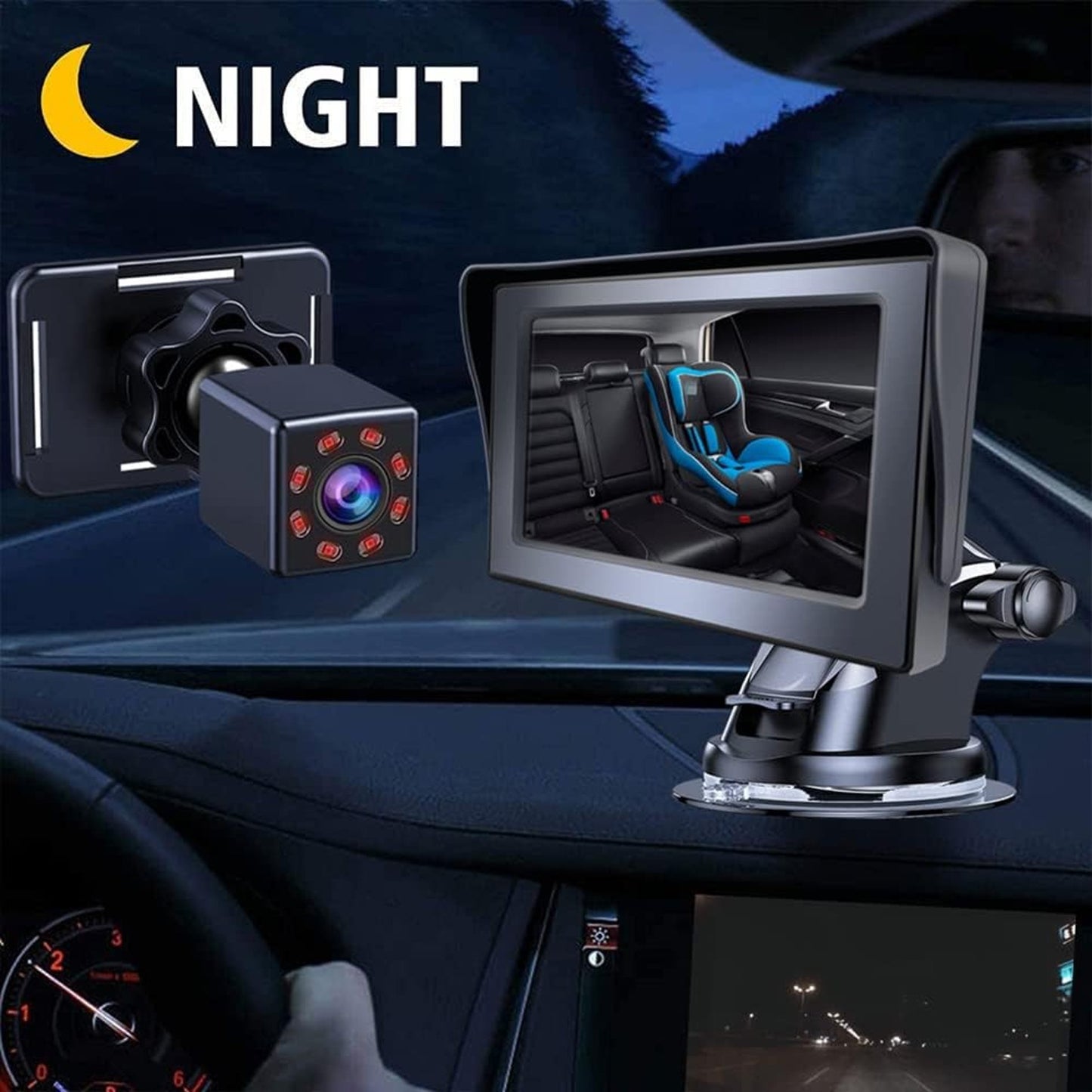 Baby Car Mirror Camera 5 Inch HD Monitor Night Vision Safety Rear View