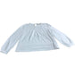 White Long Sleeve Blouse UK12 Women's Pleated Design Cotton Top