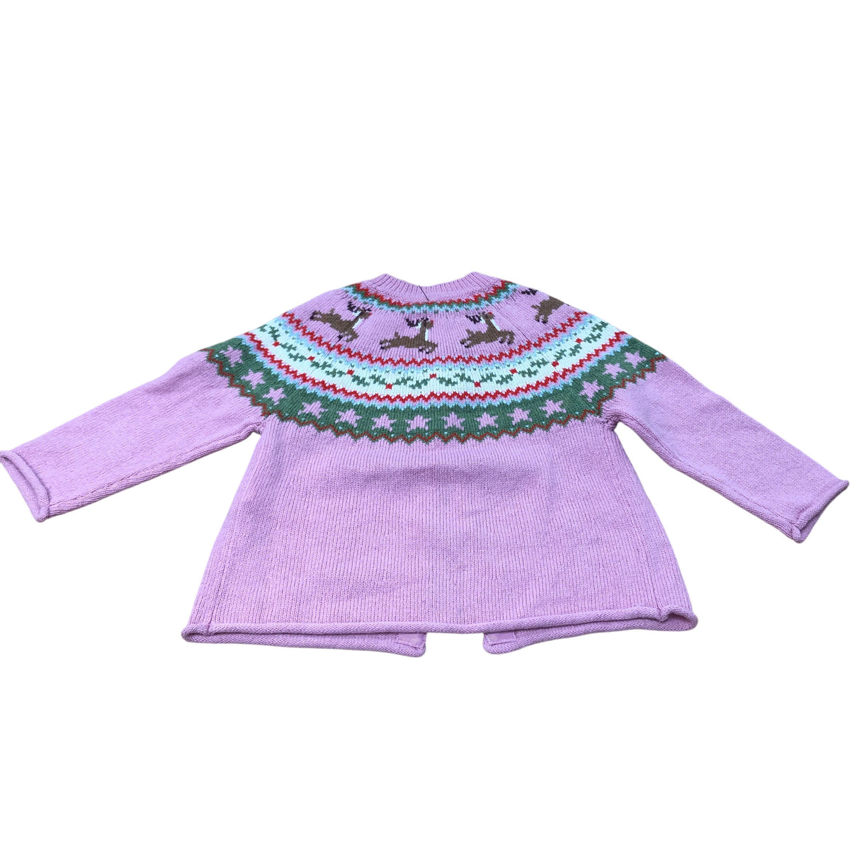 Girls Pink Cardigan Reindeer Pattern 12-18 Months Soft Knitwear Seasonal Style