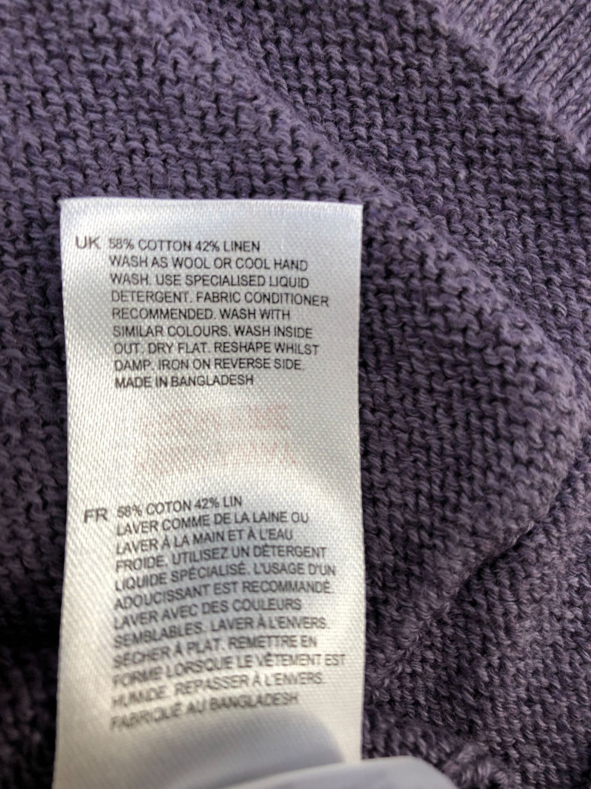 Cardigan UK Size 12 Women's Purple Pocket Knit Cotton Blend
