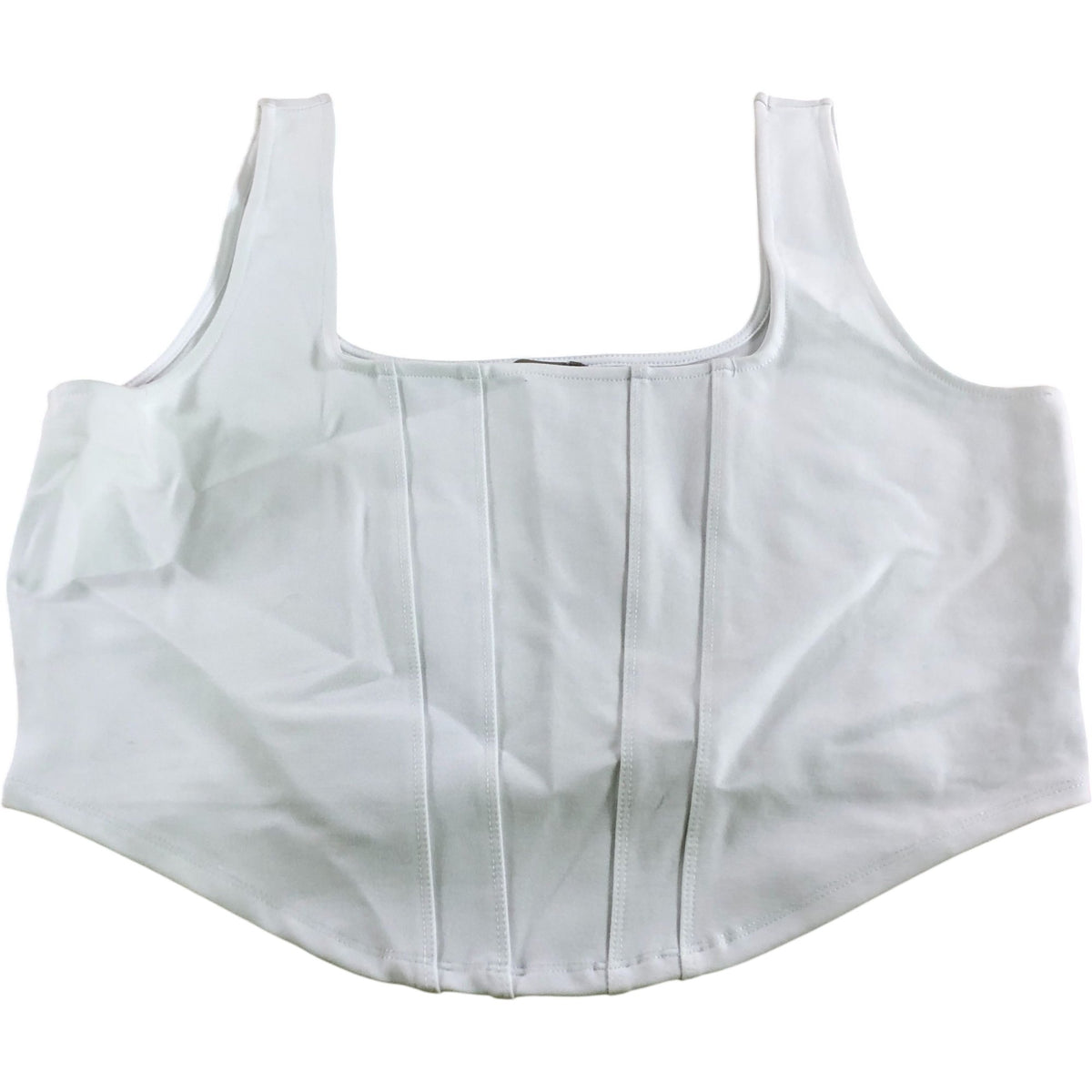 River Island White Square Neck Crop Top UK L Women's