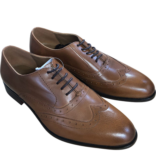 River Island Leather Brogue Shoes Mens Tan Oxfords Classic Style